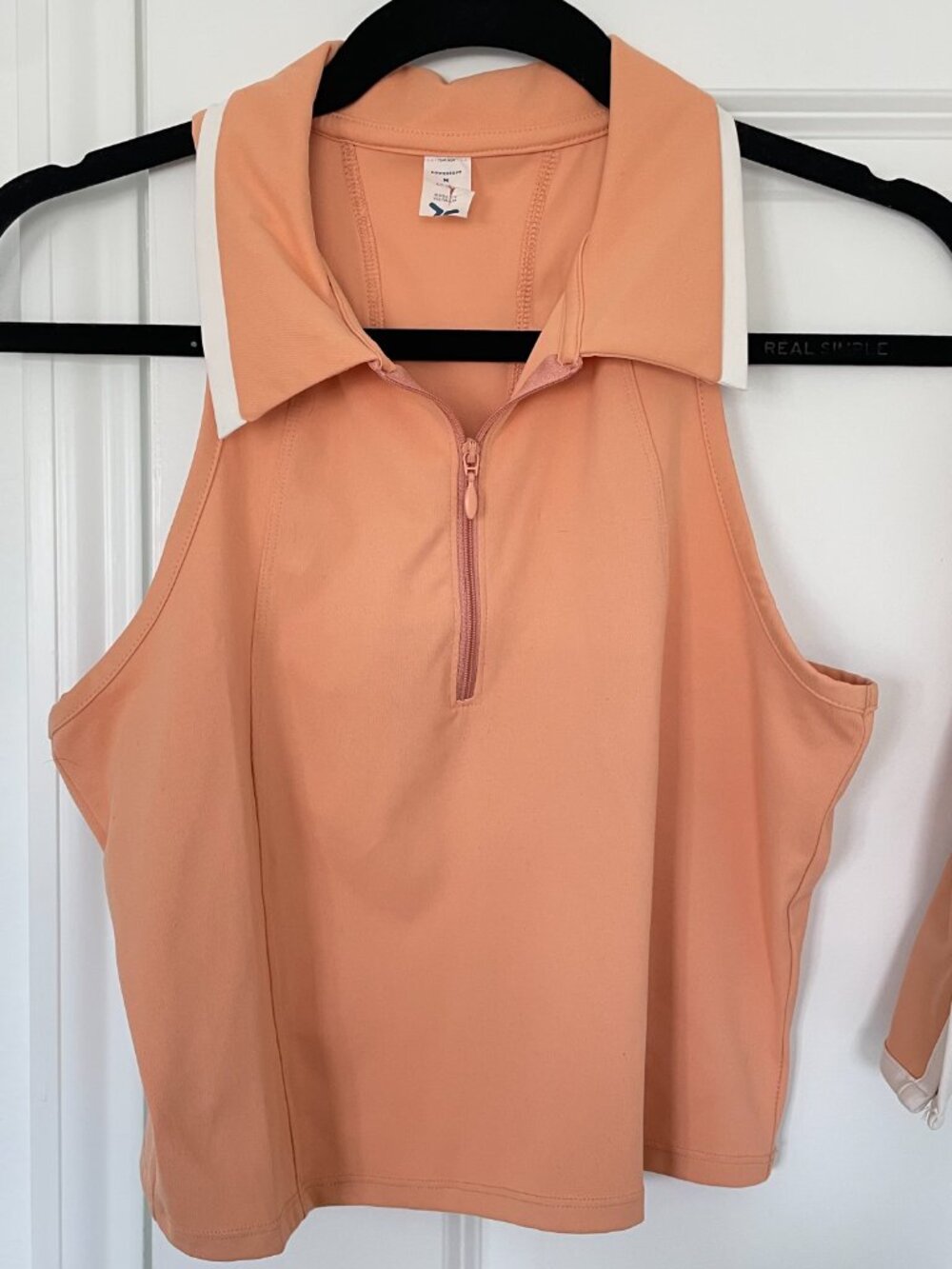 Old Navy PowerSoft Tennis Set Women M L Orange Half Zip Polo Skort Athletic Golf
